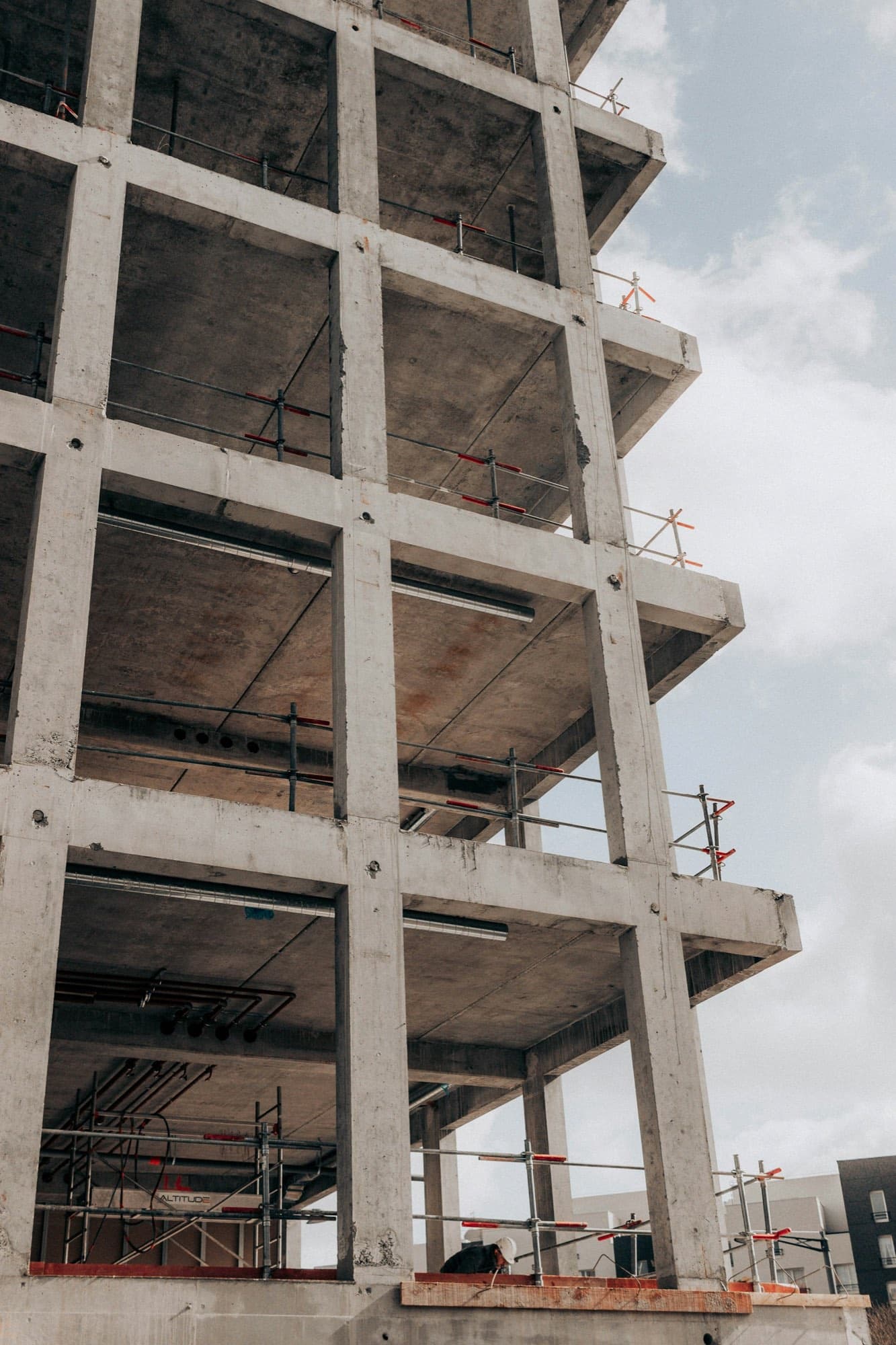 Concrete structural frame of a building under construction